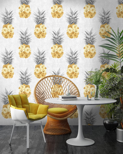 Floral Pineapple Feature Wallpaper-Contract Furniture Store for hospitality, leisure & commercial projects