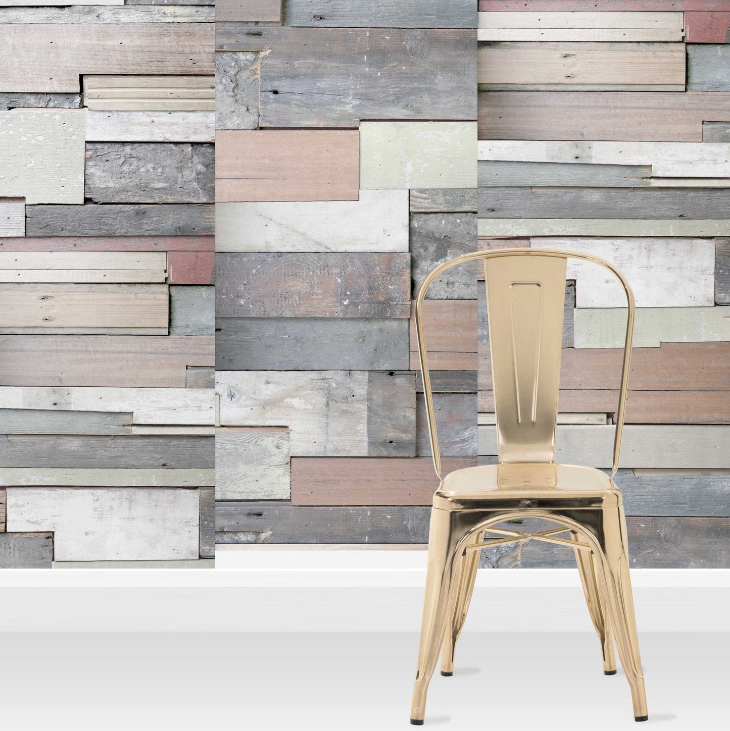 Reclaimed Wood Panel Effect Wallpaper-Woodchip & Magnolia-Contract Furniture Store