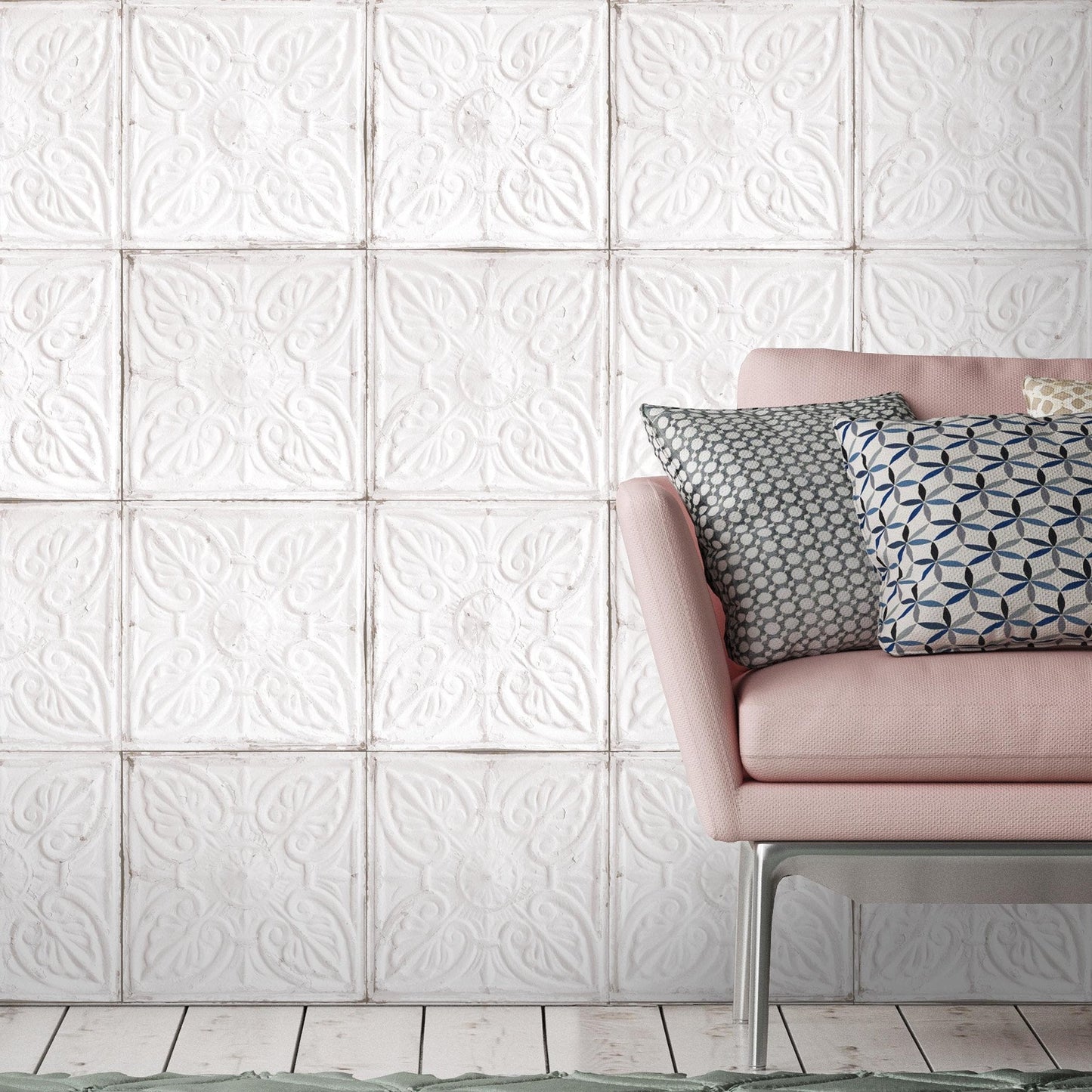 Tin Tiles Wallpaper-Woodchip & Magnolia-Contract Furniture Store