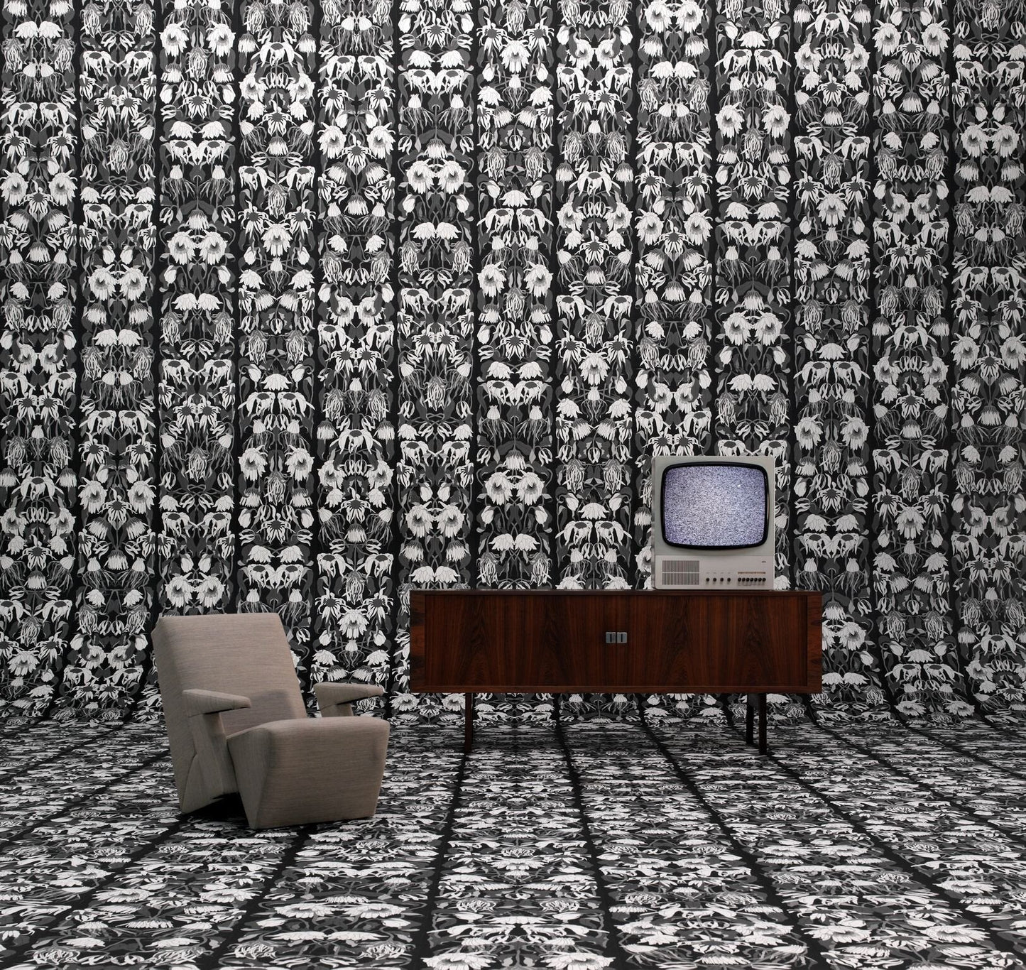 Withered Flowers Black Wallpaper-NLXL-Contract Furniture Store